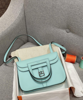 에르메스 미니 할잔백 아토 블루 은장 스위프트